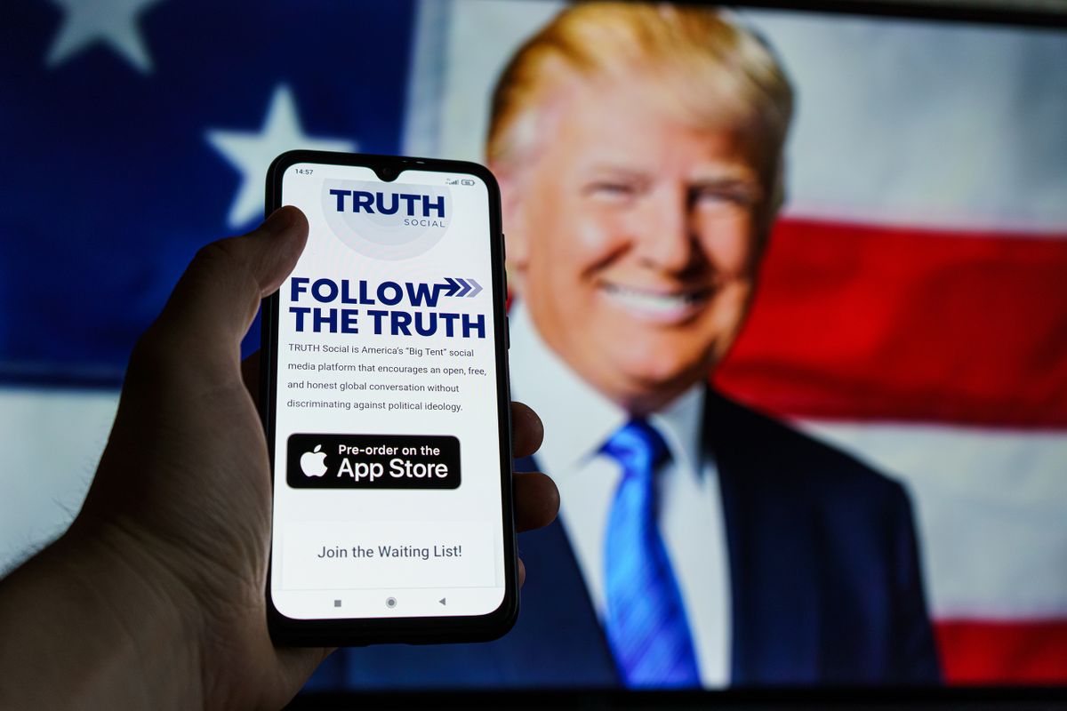 Vilnius, Lithuania - 2021 November 2: Truth social media on smartphone. TRUTH Social is America’s “Big Tent” social media platform owned by Donald Trump