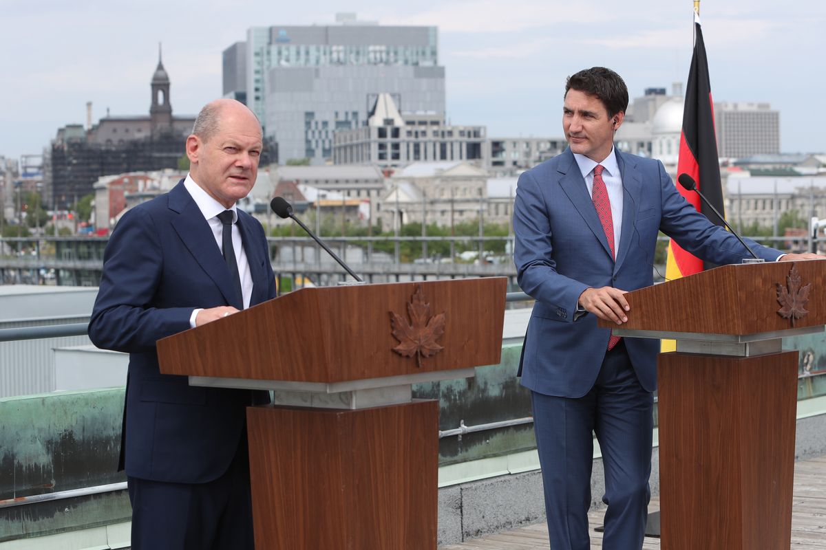 Prime Minister Justin Trudeau Holds Bilateral Meeting With German Chancellor Olaf Scholz