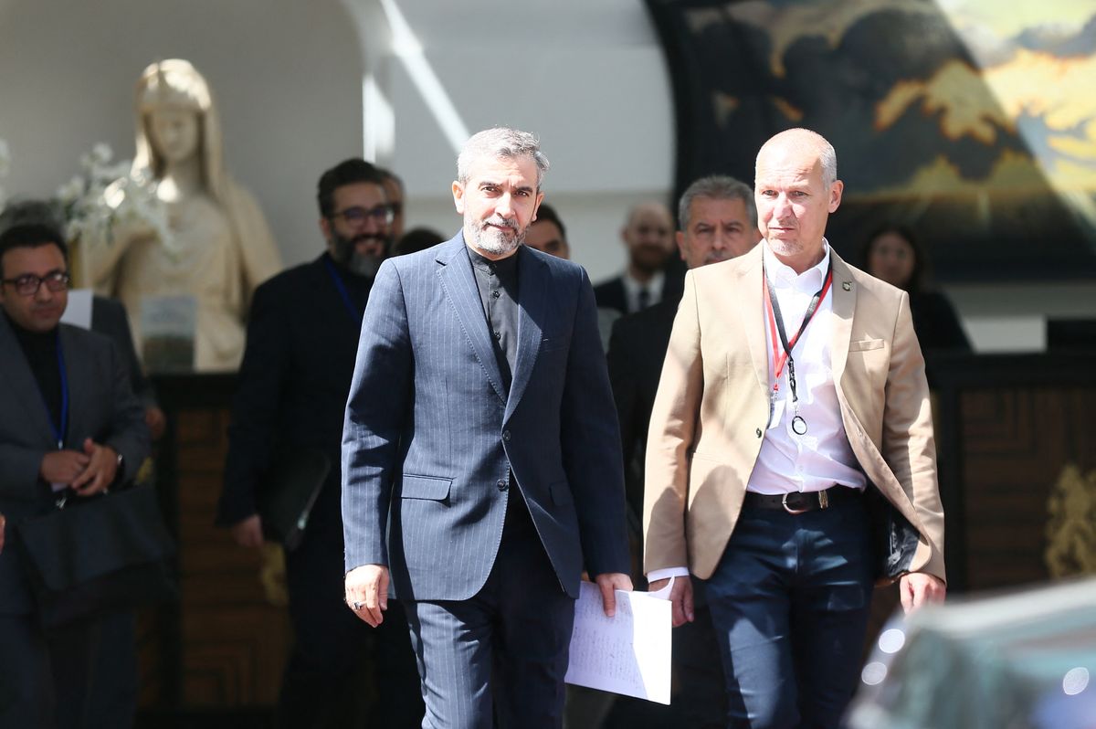 VIENNA, AUSTRIA - AUGUST 04: Iran's Chief Negotiator for the Nuclear Agreement, Ali Bagheri (L) attends Iran nuclear deal talks resumed after a break of about 5 months in Vienna, Austria on August 04, 2022. Askin Kiyagan / Anadolu Agency (Photo by Askin Kiyagan / ANADOLU AGENCY / Anadolu Agency via AFP)