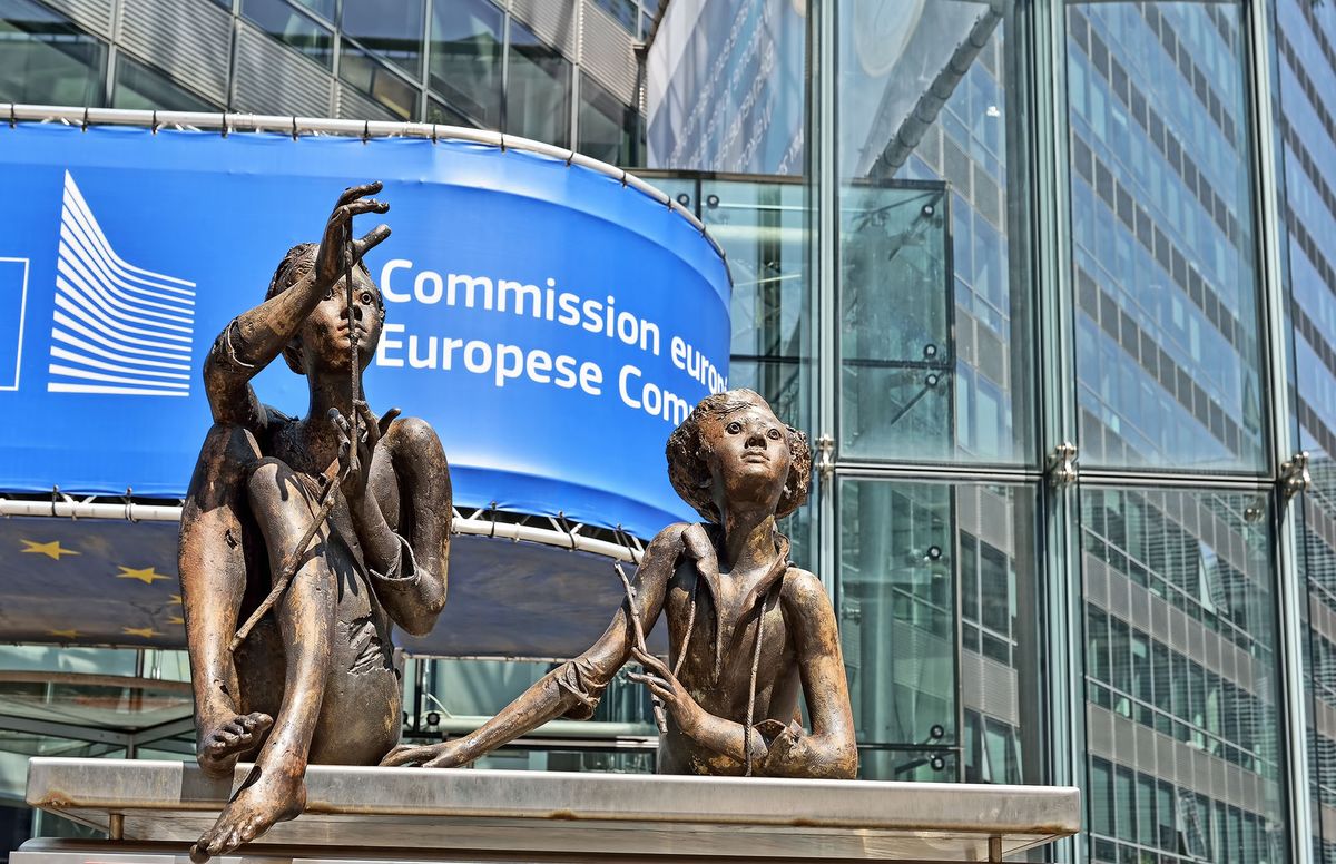 BRUSSELS, BELGIUM-AUGUST 05, 2014: Modern office of European Commission in European Quarter of Brussels