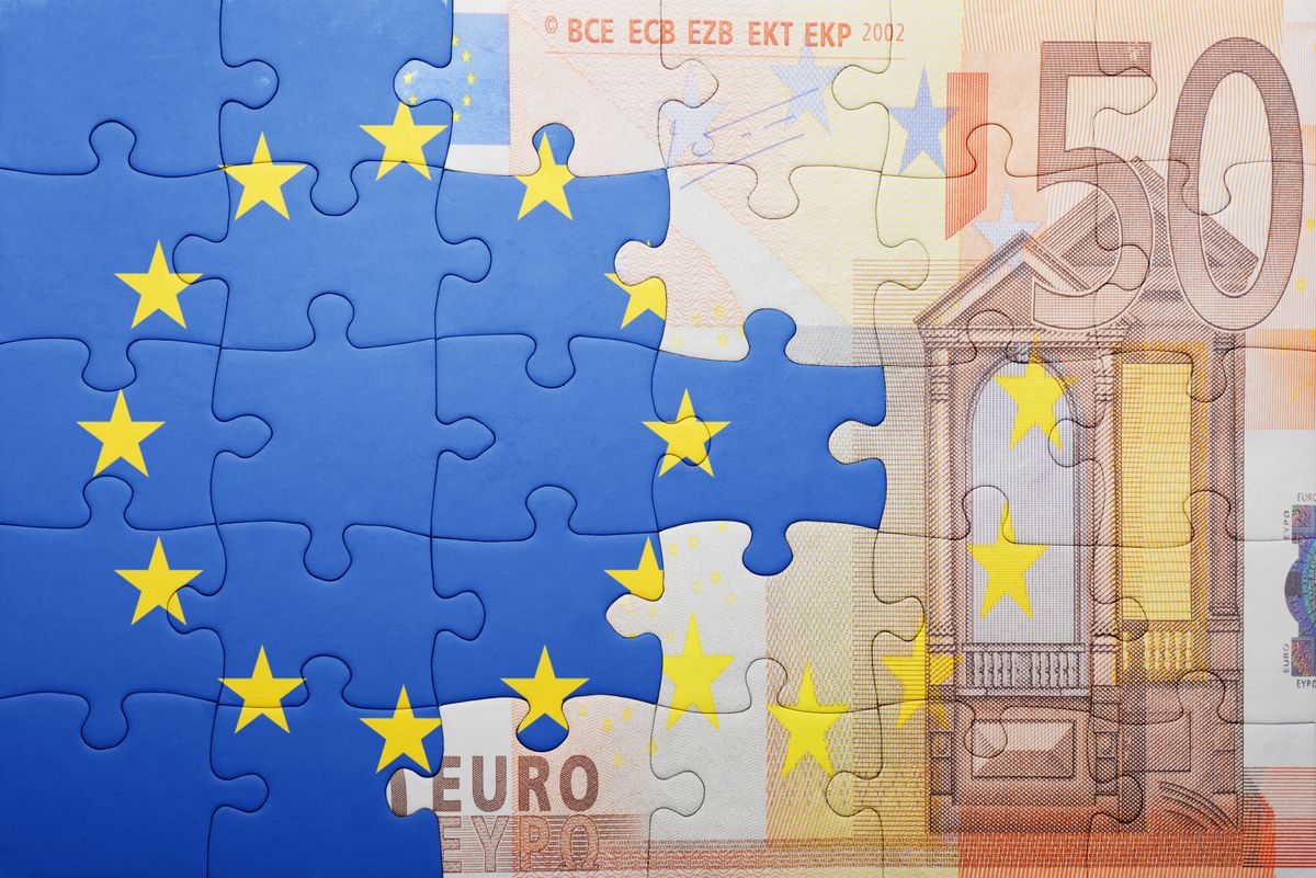Puzzle,With,The,National,Flag,Of,European,Union,And,Euro