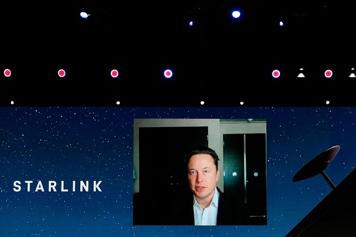 Elon Musk, the Chief Engineer of SpaceX, speaking about the Starlink project at MWC hybrid Keynote during the second day of Mobile World Congress (MWC) Barcelona, on June 29, 2021 in Barcelona, Spain. (Photo by Joan Cros/NurPhoto) (Photo by Joan Cros / NurPhoto / NurPhoto via AFP)