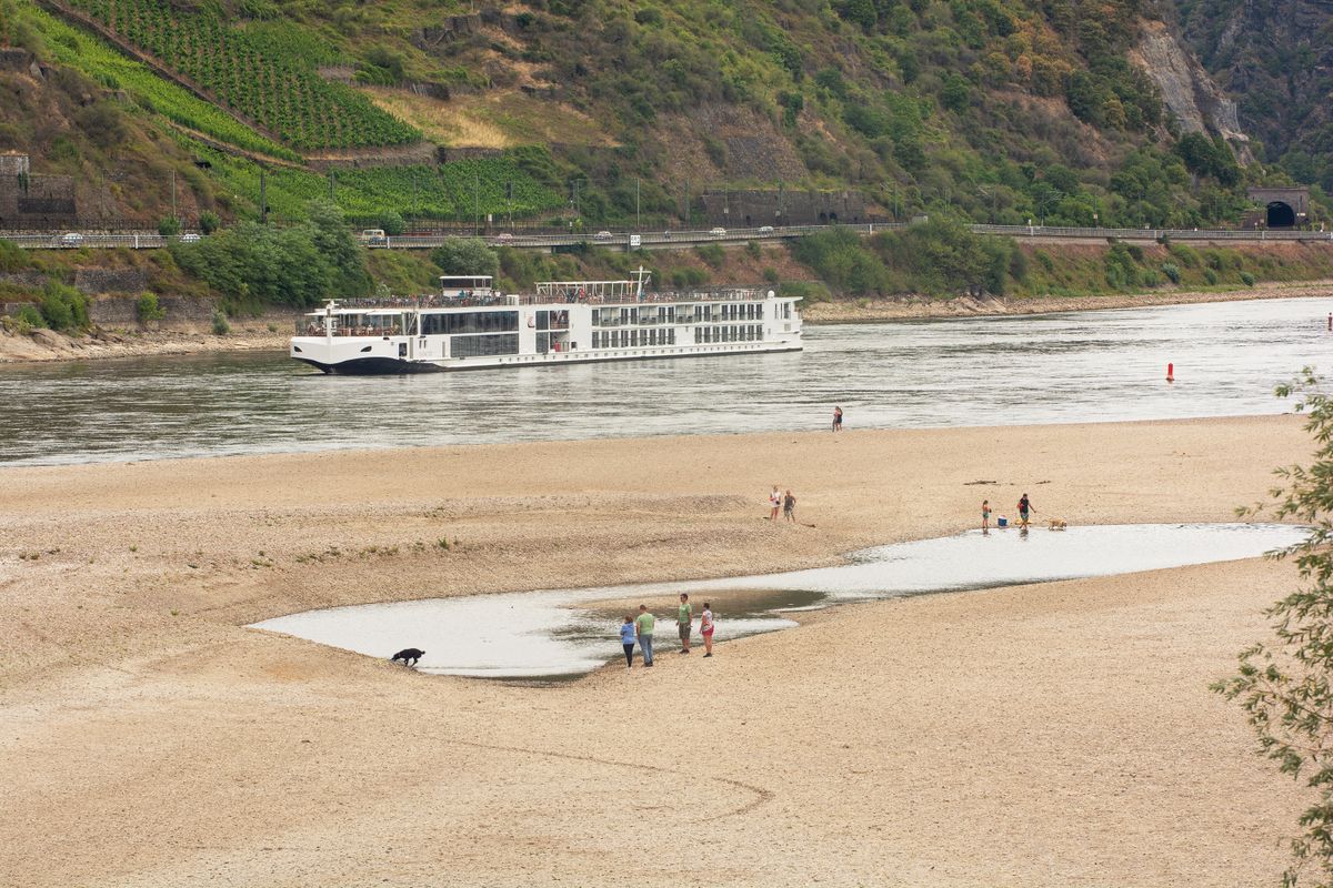Ongoing Low Water Level On Rhine River Around Oberwesel