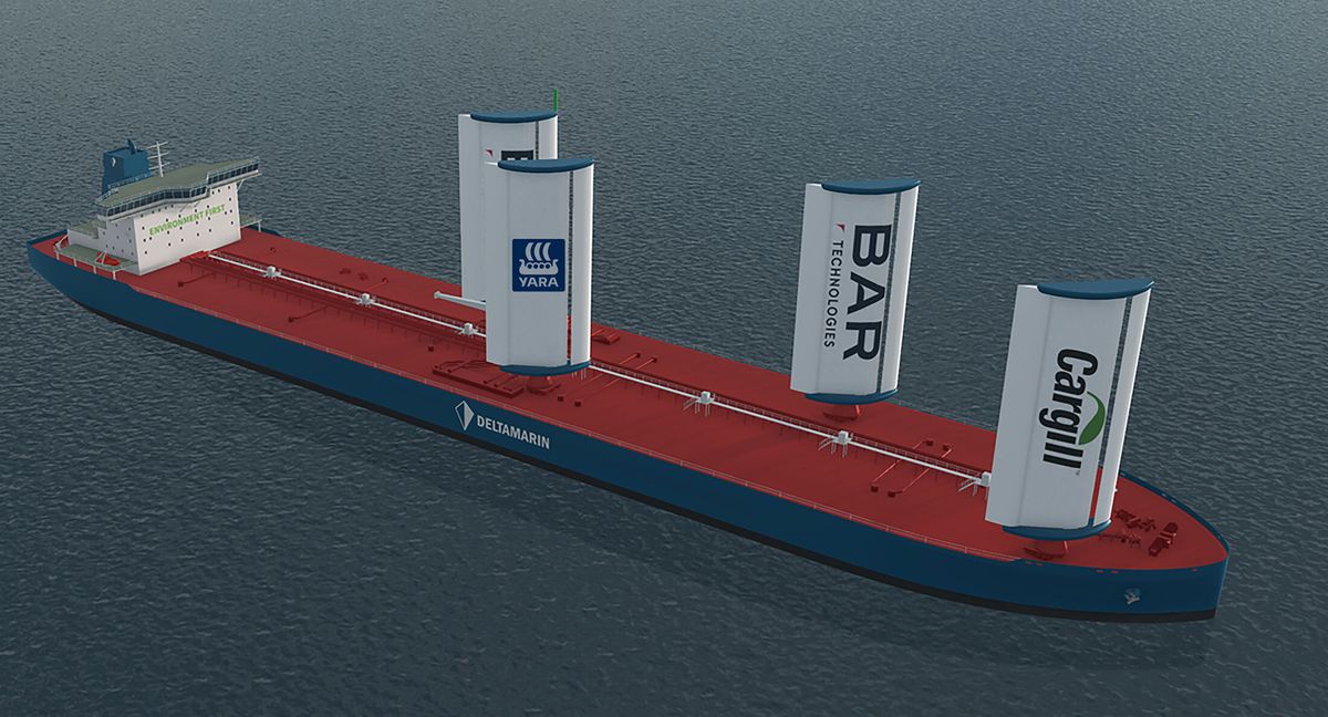 An illustration showing BAR Technologies’ rigid sails.