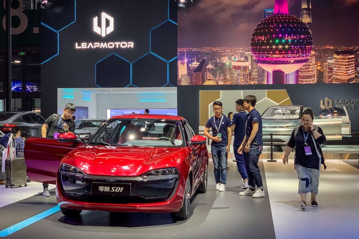 2019 Shanghai Auto Show, SHANGHAI, CHINA - APRIL 17: Electric car S01 of Leapmotor is being displayed at the 2019 Shanghai Auto Show in Shanghai, China on April 17, 2019. Stringer / Anadolu Agency (Photo by STRINGER / ANADOLU AGENCY / Anadolu Agency via AFP)
