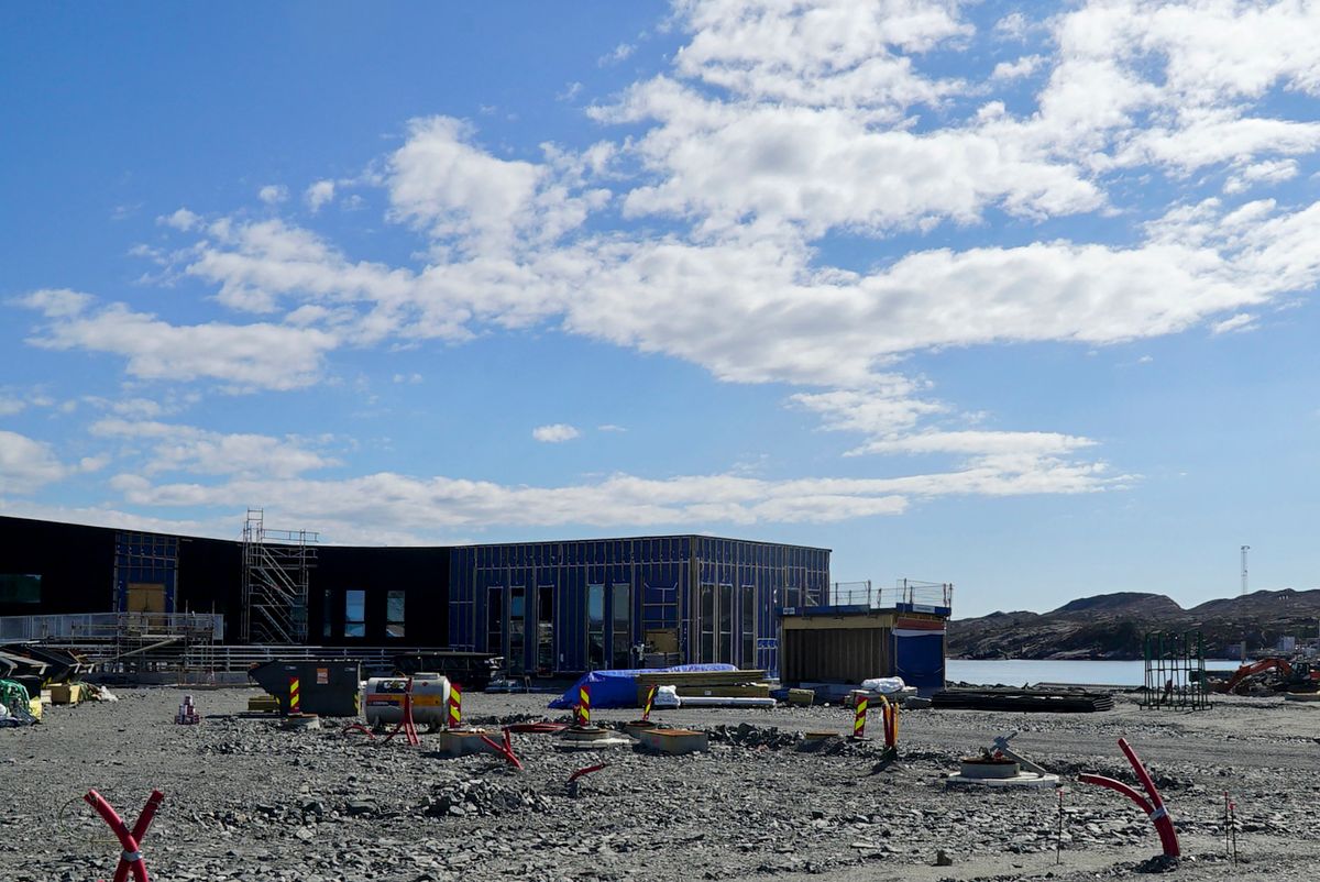 A photo taken on April 24, 2022 in Oygarden near Bergen, Norway, shows the construction site for a terminal which will collect liquefied carbon dioxide CO2, which will arrive by ship from industrial facilities in Europe and will run through a pipeline into geological formations deep beneath the sea bed, so that it does not contribute to global warming. - On the icy shores of the North Sea, a "graveyard" under construction is raising the hopes of climate experts: soon, the site will house a -- small -- portion of the CO2 emitted by European industry, preventing it from ending up in the atmosphere.
