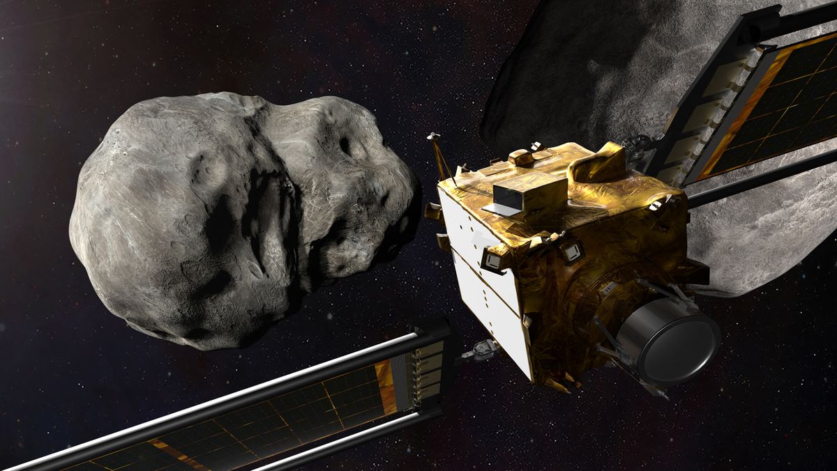 Nasa's DART mission impact with an asteroid to deflect its orbit