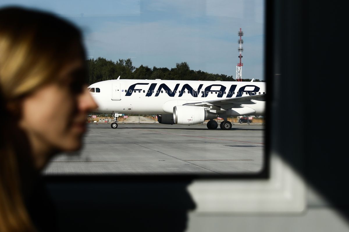 Finnair plane is seen at the airport in Balice near Krakow, Poland on September 1, 2022. 