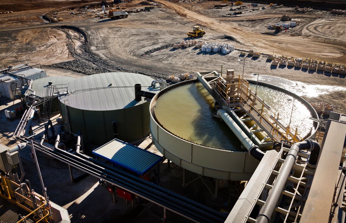 Separation Vats, Processing Plant at Lithium Mine in Western Australia. Mechanical processing used to refine lithium spodumene concentrate.