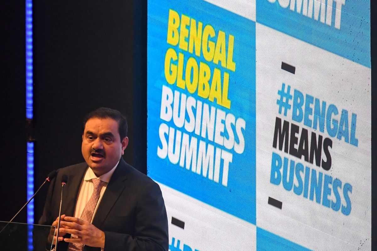 Chairperson of Indian conglomerate Adani Group, Gautam Adani addresses during the inauguration of Bengal Global Business Summit (BGBS) in Kolkata on April 20, 2022. 