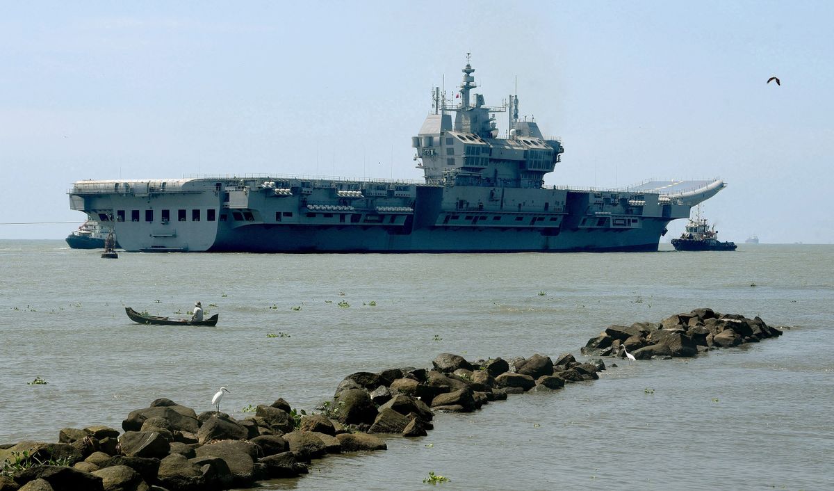 India's first indigenous aircraft carrier (IAC) Vikrant headed out for the second sea trials from Kochi, Kerala on October 24, 2021. 