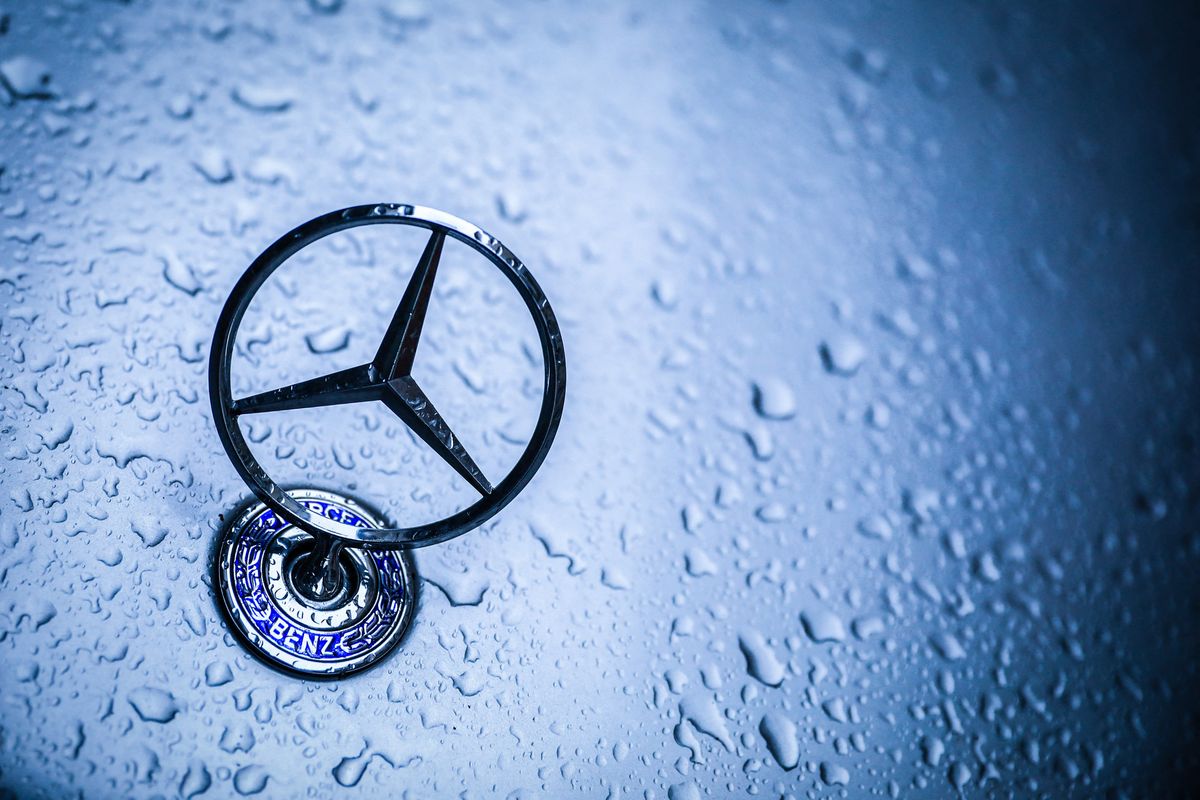 Car Logos On A Rainy Day, Mercedes Benz car emblem is covered with raindrops. Krakow, Poland on April 16, 2021 (Photo by Beata Zawrzel/NurPhoto) (Photo by Beata Zawrzel / NurPhoto / NurPhoto via AFP)
