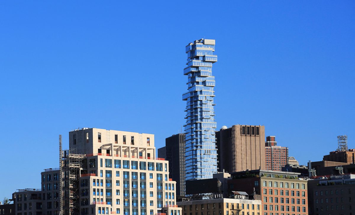 Tribeca, Jenga Tower, designed by architect Herzog and de Meuron, Lower Manhattan, New York City, USA