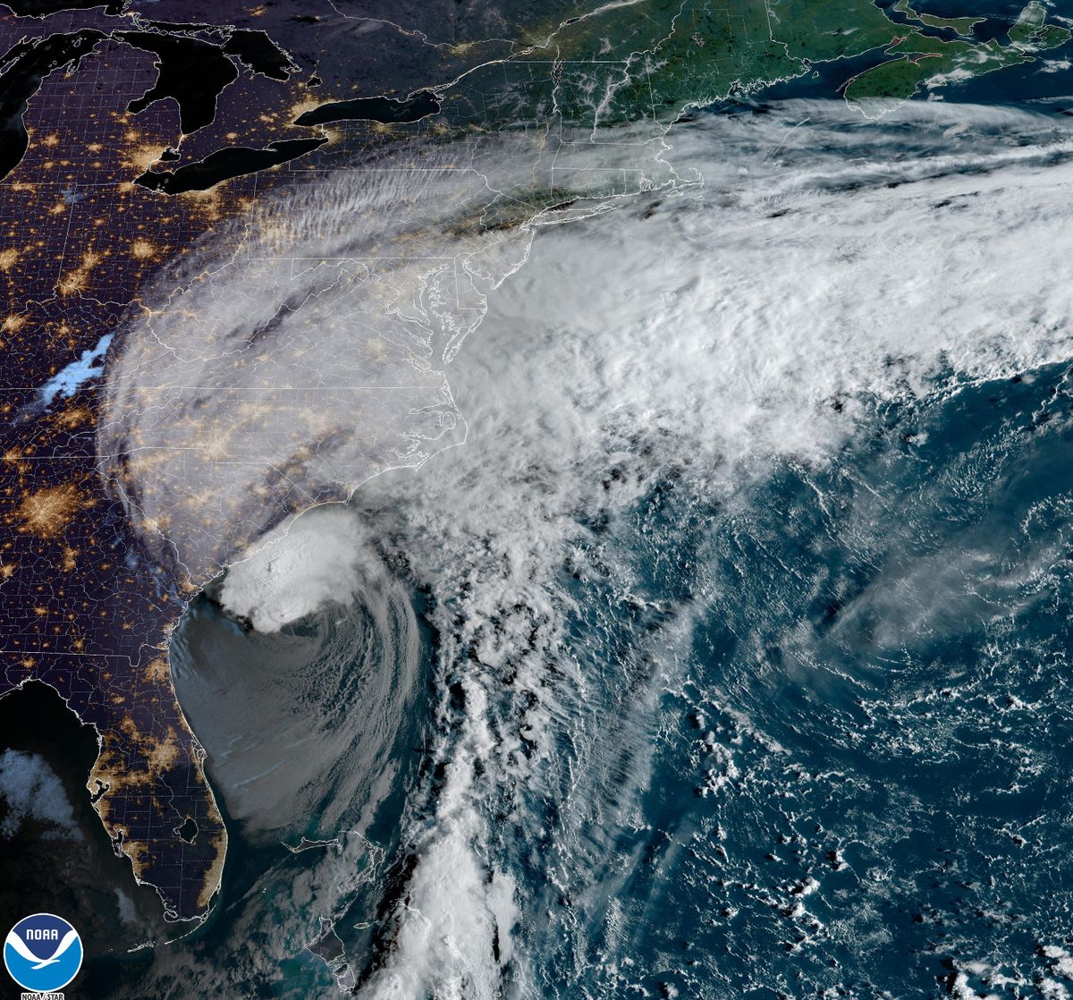 This National Oceanic and Atmospheric Administration (NOAA) satellite handout image shows Hurricane Ian on September 30, 2022 at 12:01 UTC. - Forecasters expect Hurricane Ian to cause life-threatening storm surges in the Carolinas on Friday after unleashing devastation in Florida, where it left a yet unknown number of dead in its wake.