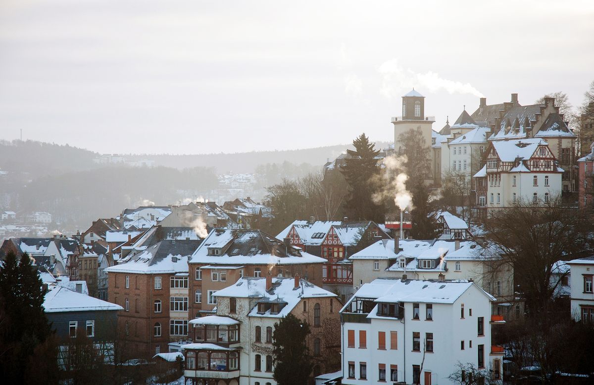 Winter,Day,In,Marburg,,Germany,With,Snow,On,The,Buildings