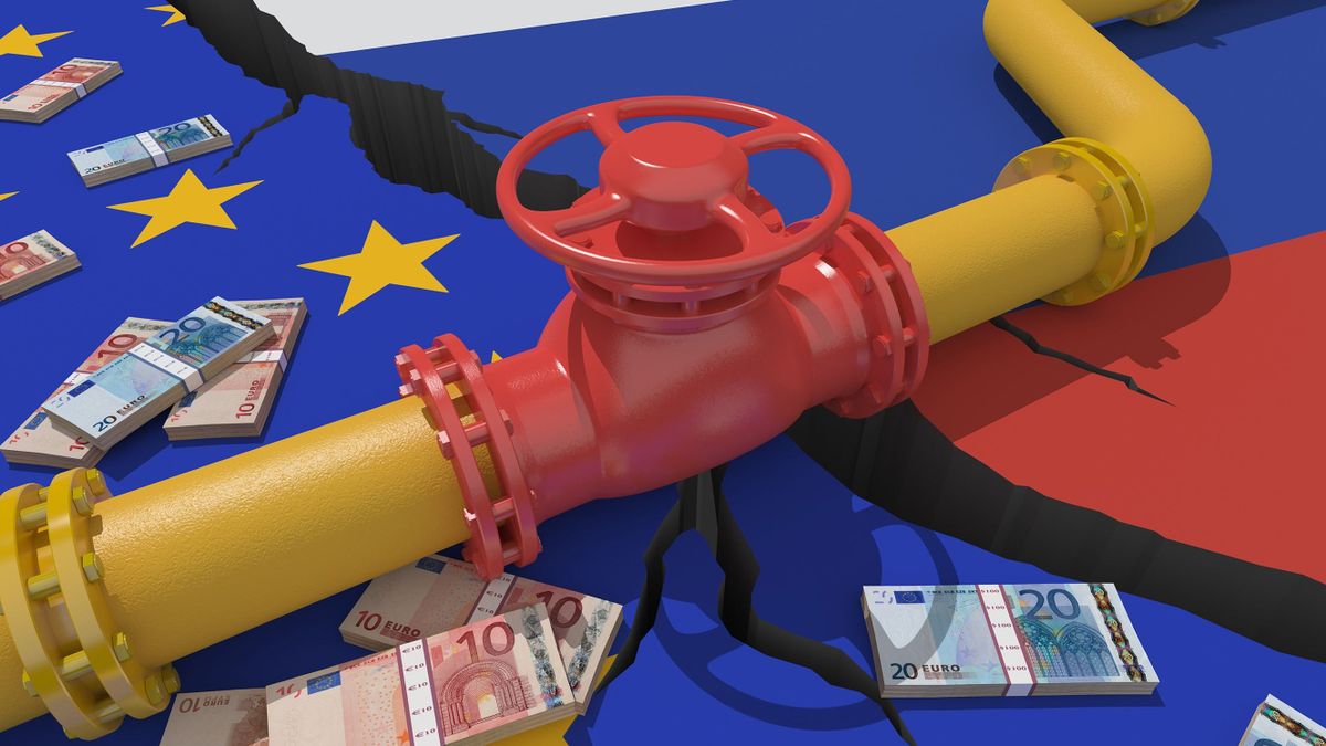 Fuel,Gas,Pipeline,With,Valve,On,Background,Of,European,Union