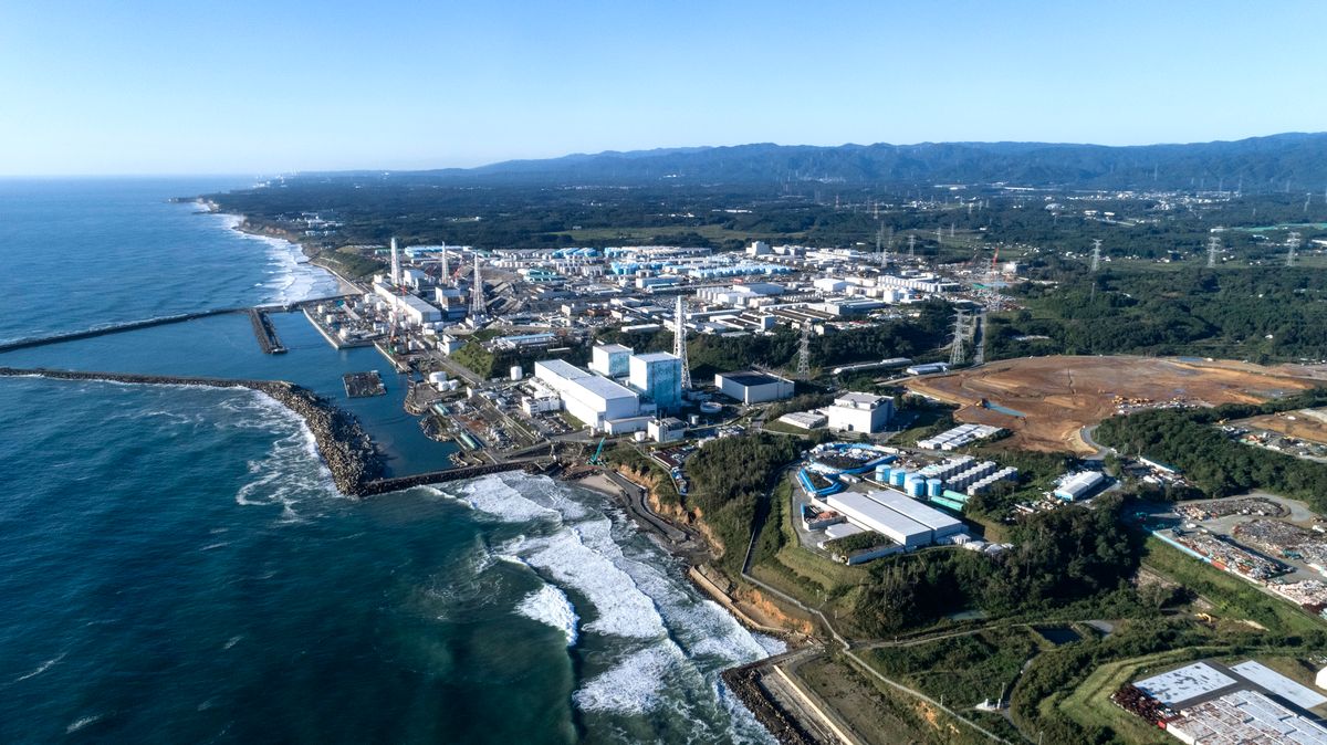 Aerial View From North Of Fukushima Daiichi Nuclear Power Plant. Photo taken in Fukushima, Japan