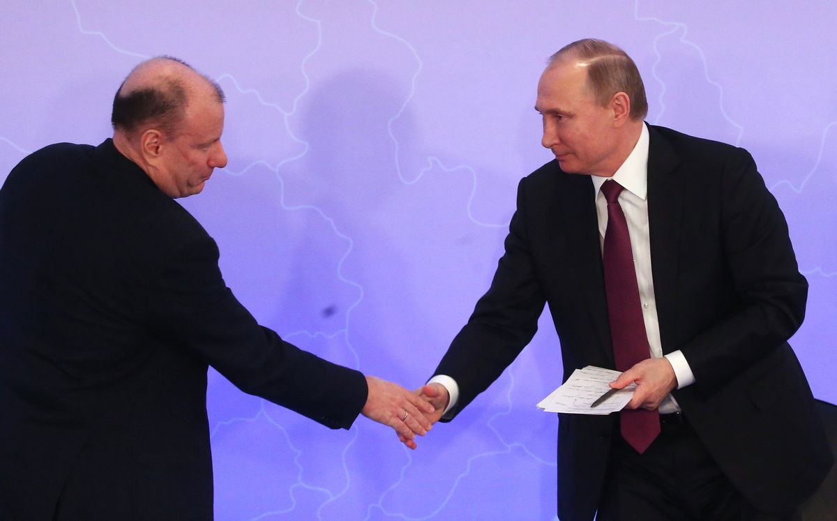 Russian President Vladimir Putin attends the Russian Business Week meeting in Moscow