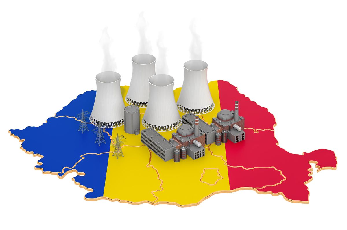 Nuclear,Power,Stations,In,Romania,,3d,Rendering,Isolated,On,White