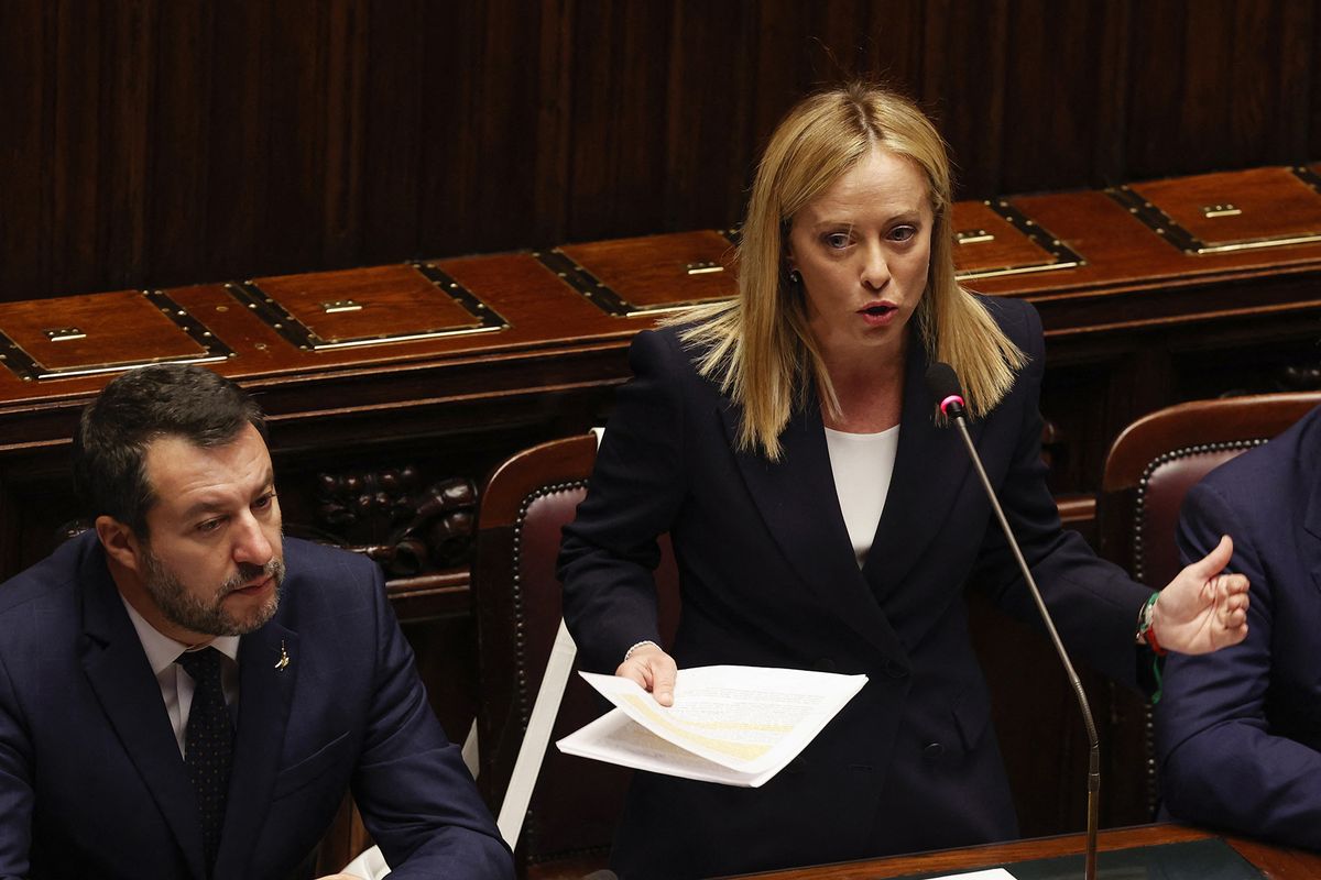 New Italian Premier Giorgia Meloni at the Chamber of Deputies for confidence vote