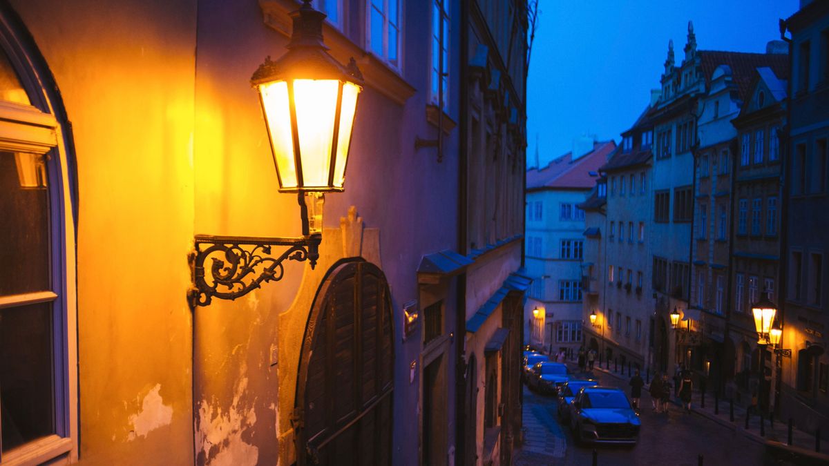 Night,Street,Lamp,In,Prague,Czech,Republic
