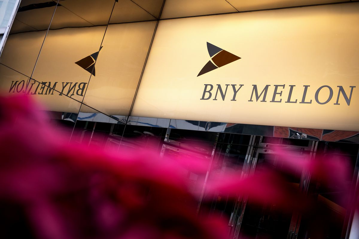 A Bank of New York Mellon Office Location Ahead Of Earns, Signage is displayed on the entrance to the Bank of New York Mellon Corp. office building in New York, U.S., on Wednesday, July 3, 2019. Bank of New York Mellon Corp. is scheduled to release earnings figures on July 17. Photographer: Mark Kauzlarich/Bloomberg via Getty Images