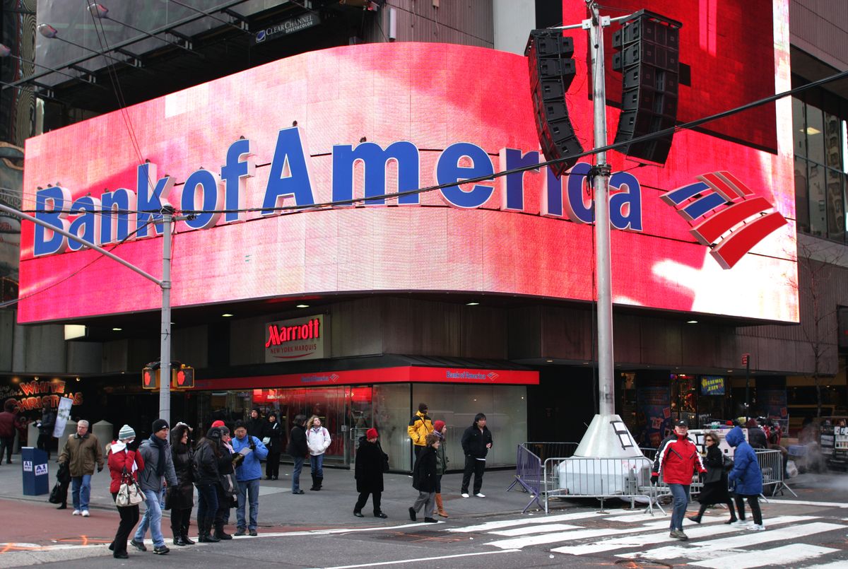 New,York,-,Dec,30:,Pedestrians,Walk,Past,A,Bank, NEW YORK - DEC 30: Pedestrians walk past a Bank of America branch in Times Square in New York City, New York, on Wednesday,  December 30, 2009. NEW YORK - DEC 30: Pedestrians walk past a Bank of America branch in Times Square in New York City, New York, on Wednesday,  December 30, 2009.
