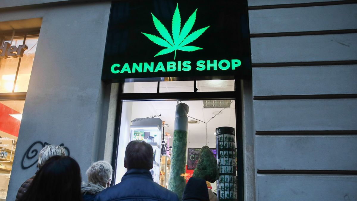 Legally operating Cannabis Shop, selling hemp products, in Krakow, Poland on November 9 2019.  