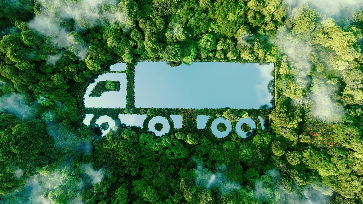 A,Truck-shaped,Lake,In,The,Midst,Of,Pristine,Nature,,Illustrating