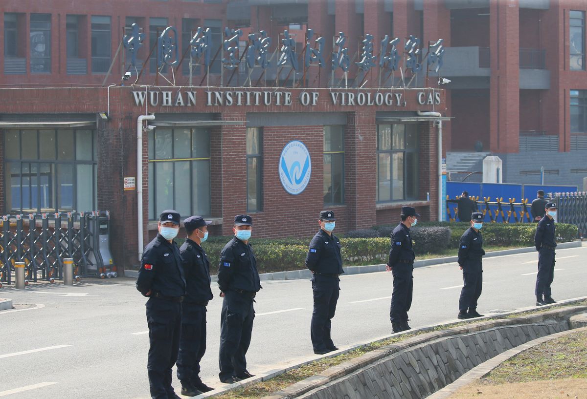 WHO server team in Wuhan, Security guards are seen in front of Wuhan Institute of Virology in Wuhan City, Hubei Province, China on February 3, 2021. Members of World Health Organization (WHO) visited this facility on the same day. WHO probe team has been tackling to investigate into the origins of the new coronavirus COVID-19 pandemic. ( The Yomiuri Shimbun ) (Photo by Koki Kataoka / Yomiuri / The Yomiuri Shimbun via AFP)