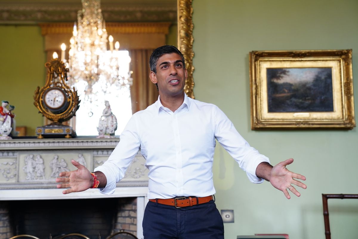 Rishi Sunak Visits Cluny Castle Ahead Of Perth Hustings INVERURIE, SCOTLAND - AUGUST 16: Former Chancellor of the Exchequer Rishi Sunak speaks during a visit to Cluny Castle in Inverurie during a campaign visit on August 16, 2022 in Inverurie, Scotland. Foreign Secretary, Liz Truss and former Chancellor Rishi Sunak are vying to become the new leader of the Conservative Party and the UK's next Prime Minister. (Photo by Jane Barlow - Pool/Getty Images)