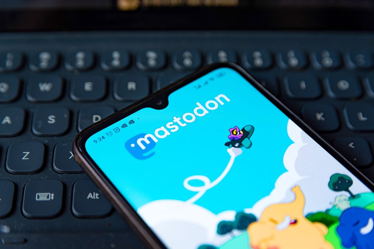 In this photo illustration, Mastodon app homepage is seen