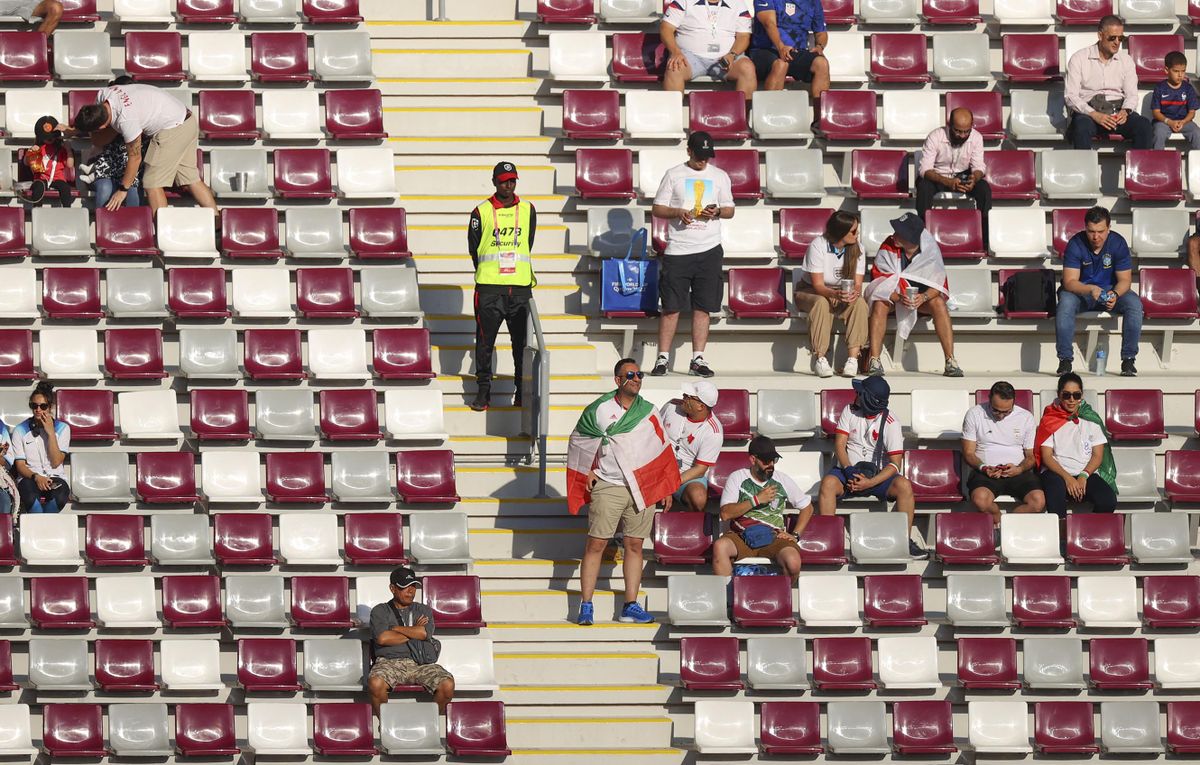 DOHA, QATAR - NOVEMBER 21: Fans cheer during the FIFA World Cup Qatar 2022 Group B match between England and Iran at Khalifa International Stadium in Doha, Qatar on November 21, 2022. Ercin Erturk / Anadolu Agency