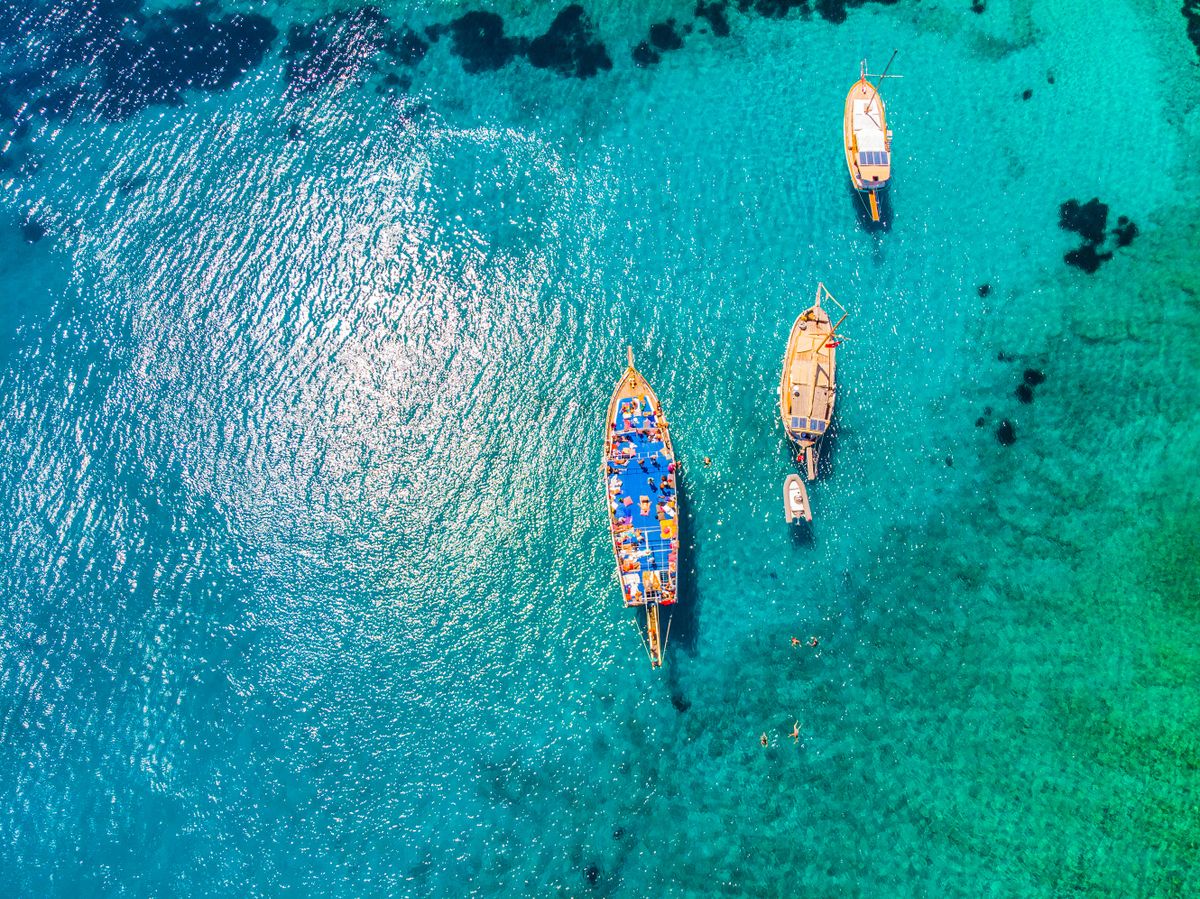 Drone view to the Aegean sea 