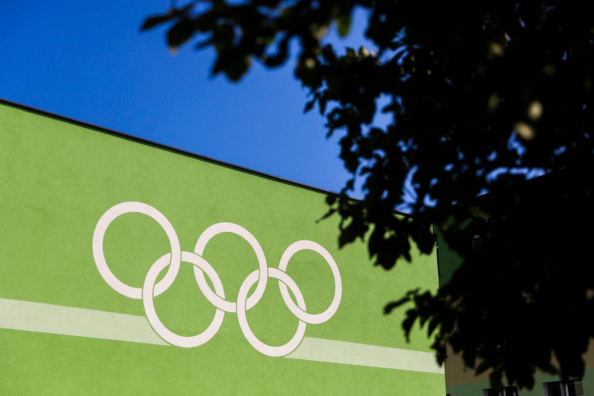 Olympic Rings Painted On Polish School