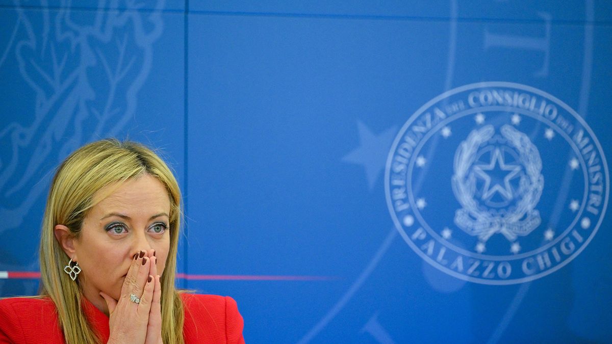 Italy's Prime Minister Giorgia Meloni reacts during a press conference on November 22, 2022 in Rome, to present her government's draft Budget for 2023. The head of Italy's new far-right government unveiled the broad outlines of her draft budget for 2023, two-thirds of which is devoted to the energy crisis, leaving little room for electoral measures.
FILIPPO MONTEFORTE / AFP