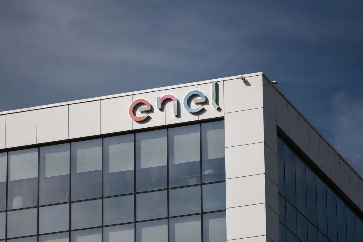 Bucharest,,Romania,-,Oct,03,,2020:,Enel,Sign,Displayed,At