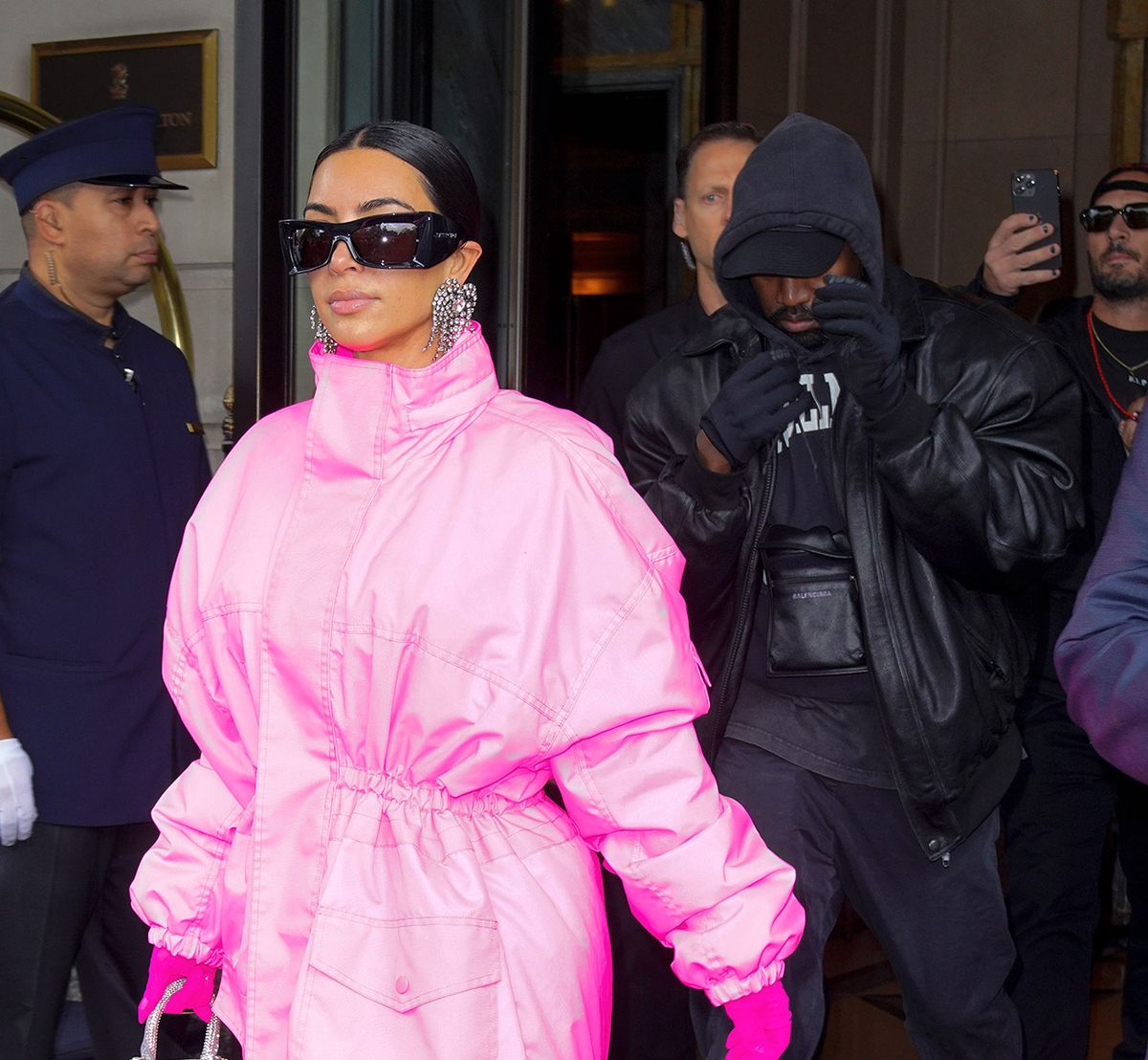 Celebrity Sightings In New York City - October 09, 2021
NEW YORK, NEW YORK - OCTOBER 09: Kanye West and Kim Kardashian head out of their hotel on October 09, 2021 in New York City. (Photo by Gotham/GC Images)