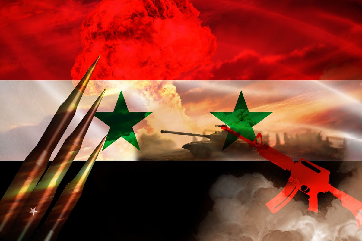 Syrian Civil War and Flag, Szíria, török, háború, bombázás, bomba