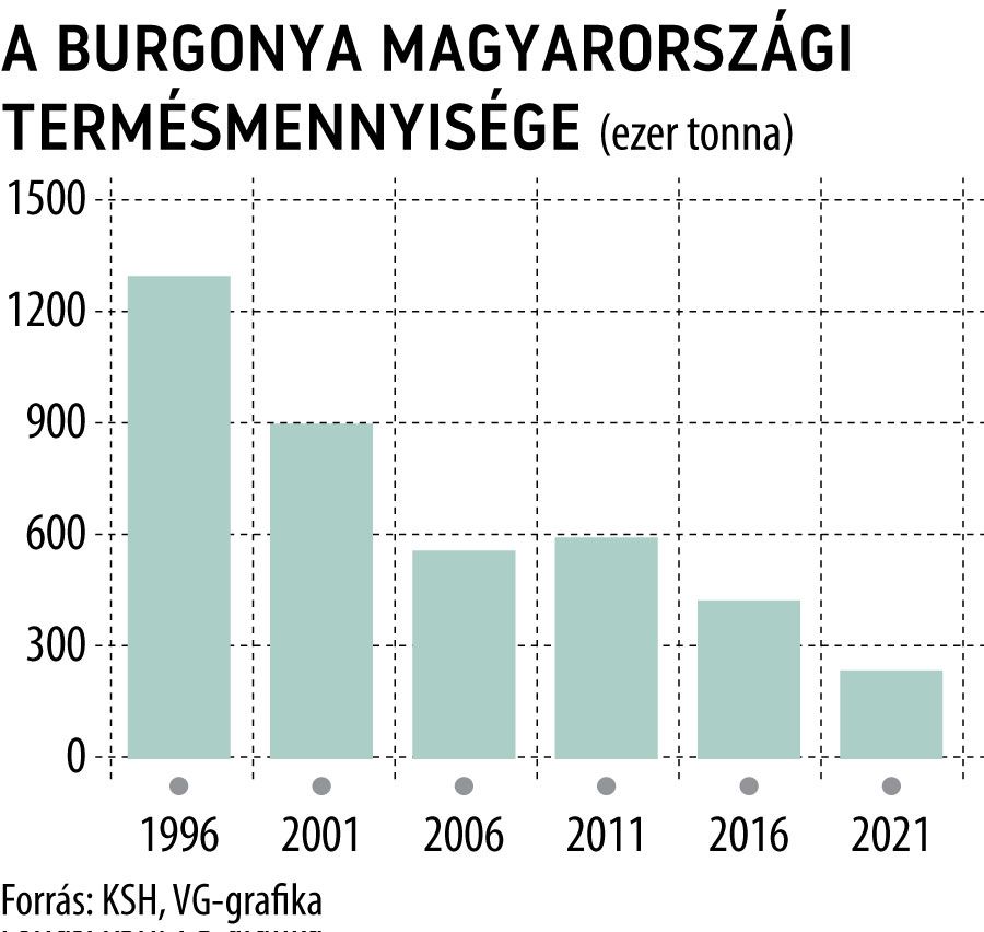 A burgonya magyarországi termésmennyisége
