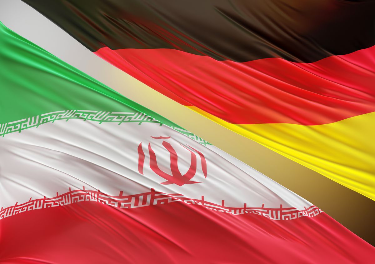 German,Flag,With,Abstract,Iran,Flag,Illustration,3d,Rendering,(3d, German Flag with Abstract Iran Flag Illustration 3D Rendering (3D Artwork)