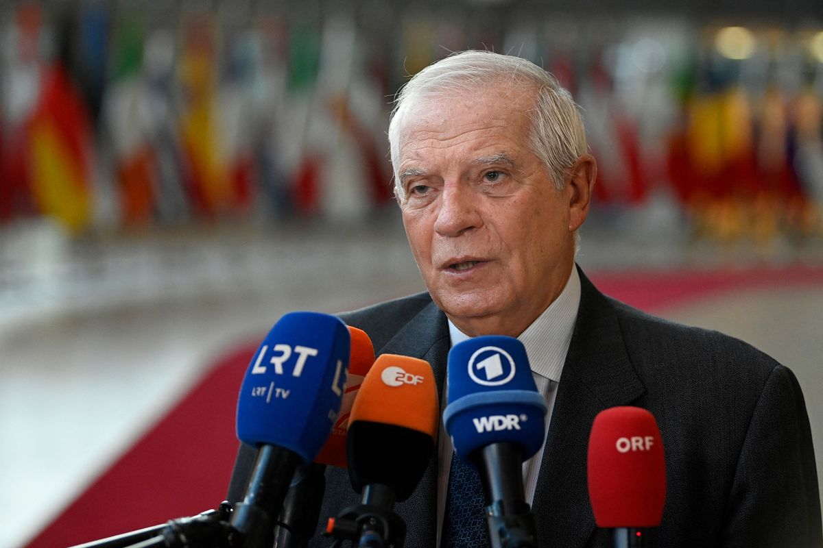High Representative of the European Union for Foreign Affairs and Security Policy Josep Borrell answers journalists during a Foreign Affairs Council meeting at the EU headquarters in Brussels on November 14, 2022.