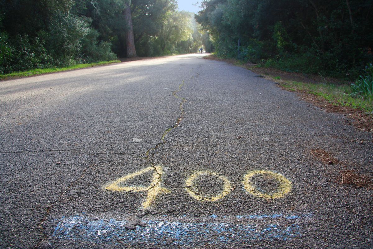 400,Kilometres,,Number,Close-up.,Asphalted,Track,For,Training,And,Walking