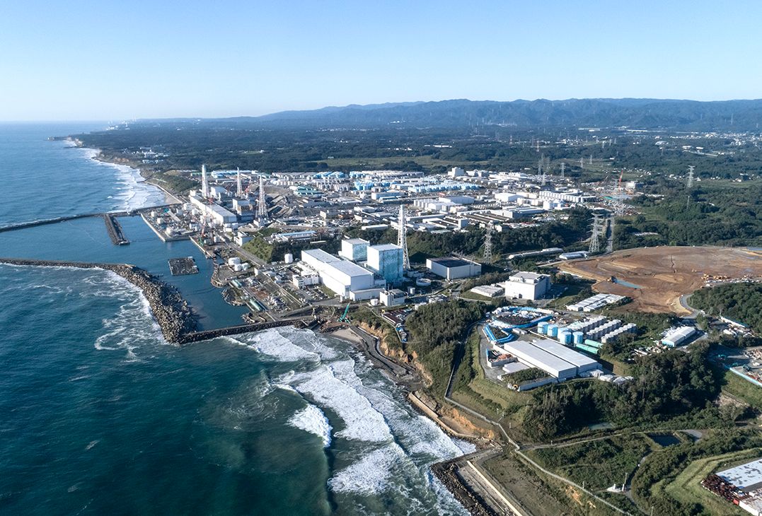 Aerial View From North Of Fukushima Daiichi Nuclear Power Plant. Photo taken in Fukushima, Japan