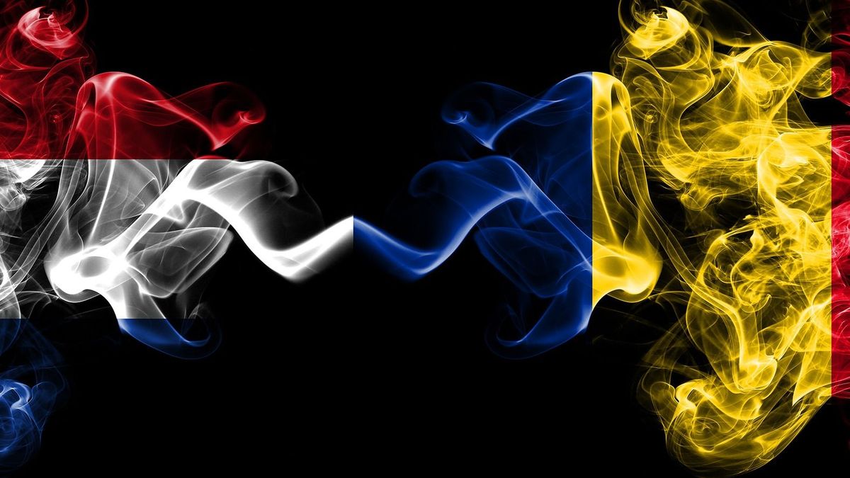 Netherlands,Vs,Romania,,Romanian,Smoky,Mystic,Flags,Placed,Side,By