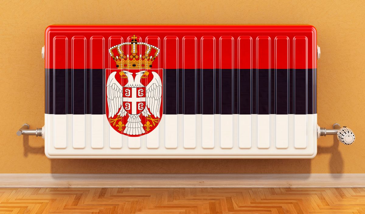 Heating,Radiator,With,Serbian,Flag,On,The,Wall.,Heating,In