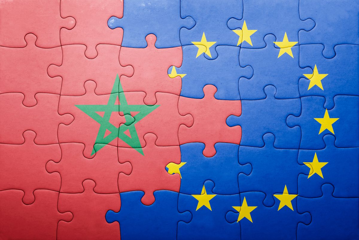 Puzzle,With,The,National,Flag,Of,Morocco,And,European,Union