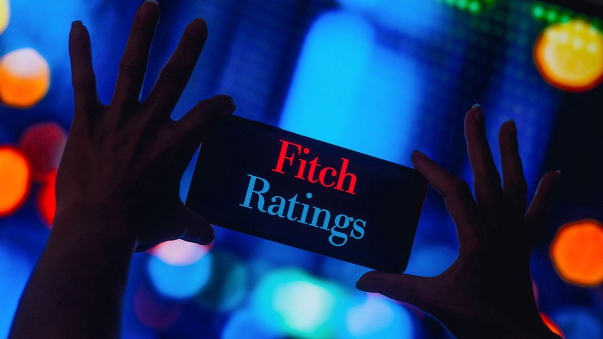 In this photo illustration, the Fitch Ratings logo is