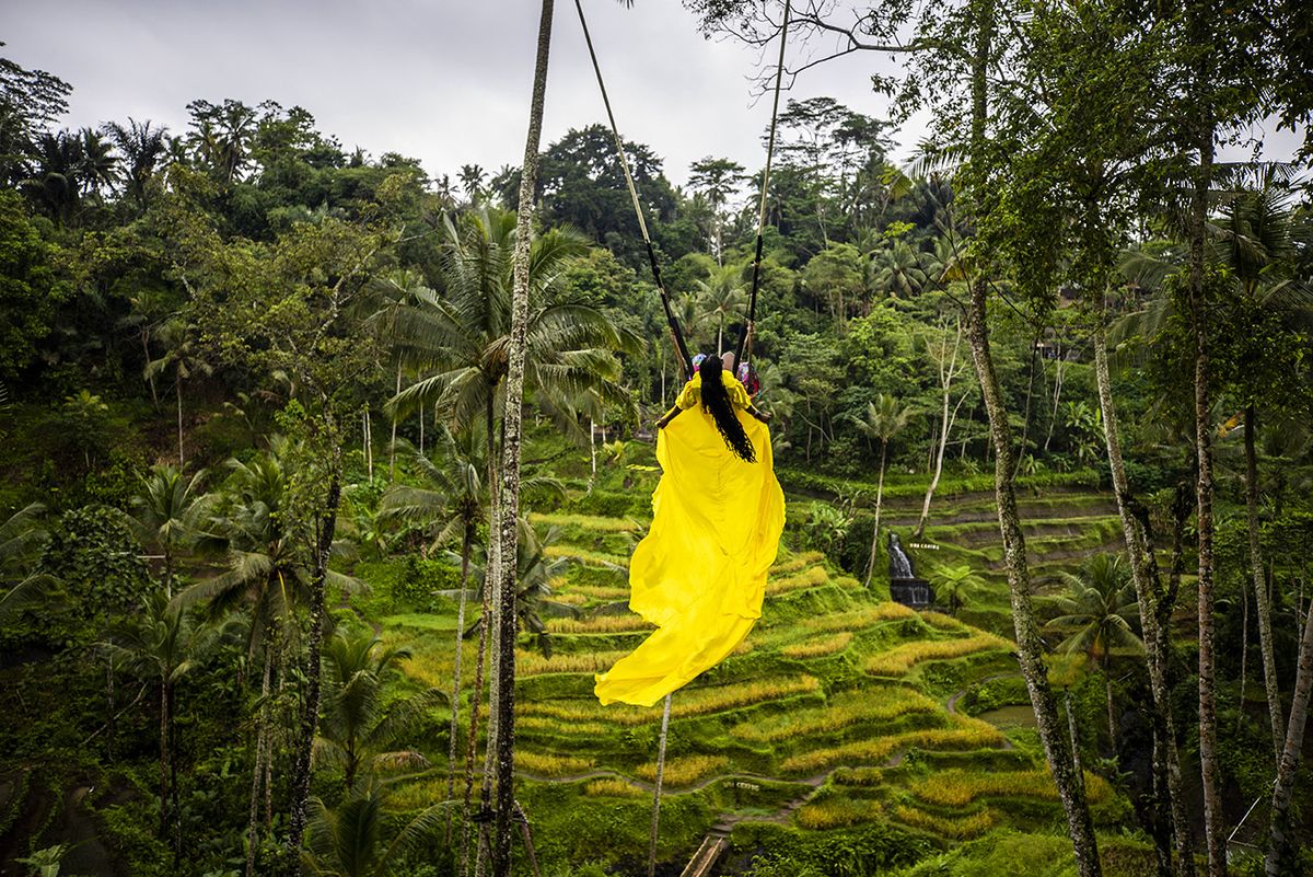 Indonesia's Bali hosts many tourists every year BALI, INDONESIA - NOVEMBER 13: A woman swings in the forest as there are places for hiking, yoga and spa centers in Bali, Indonesia on November 13, 2022. Many tourists visit Bali, which is one of the millions island in Indonesia, every season of the whole year. Emin Sansar / Anadolu Agency (Photo by Emin Sansar / ANADOLU AGENCY / Anadolu Agency via AFP)