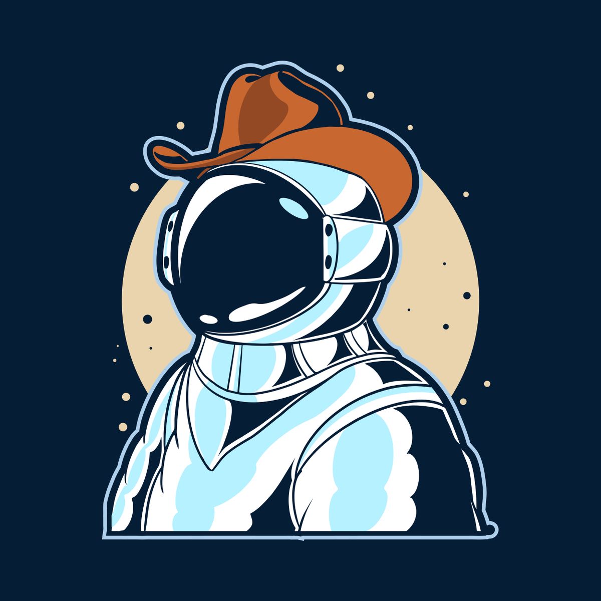 Astronaut,Wearing,Cowboy,Hat,Vector,Illustration